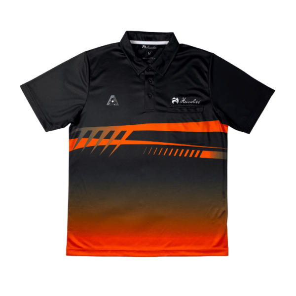 Henselite Challenger Men's Lawn Bowls Polo Shirt Black/Orange 5279115111G