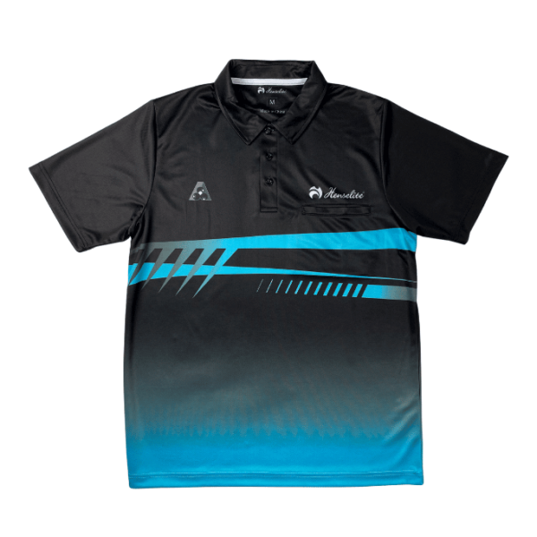 Henselite Challenger Men's Lawn Bowls Polo Shirt Black/Blue 5279115112G