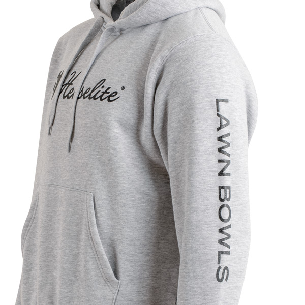 Henselite Hoodie Unisex Grey Marle Lawn Bowls Left Sleeve