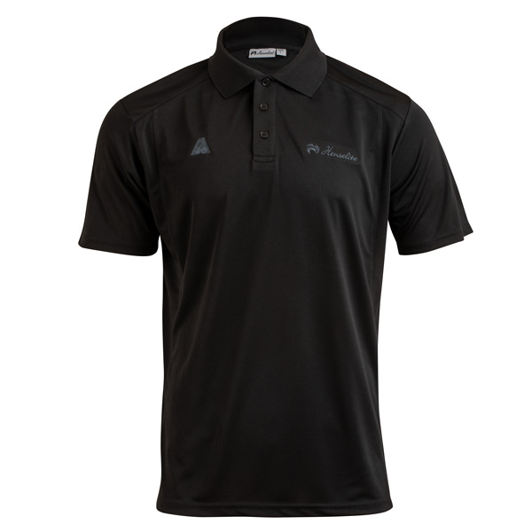 Henselite Mens Charcoal Bamboo Polo Black Front