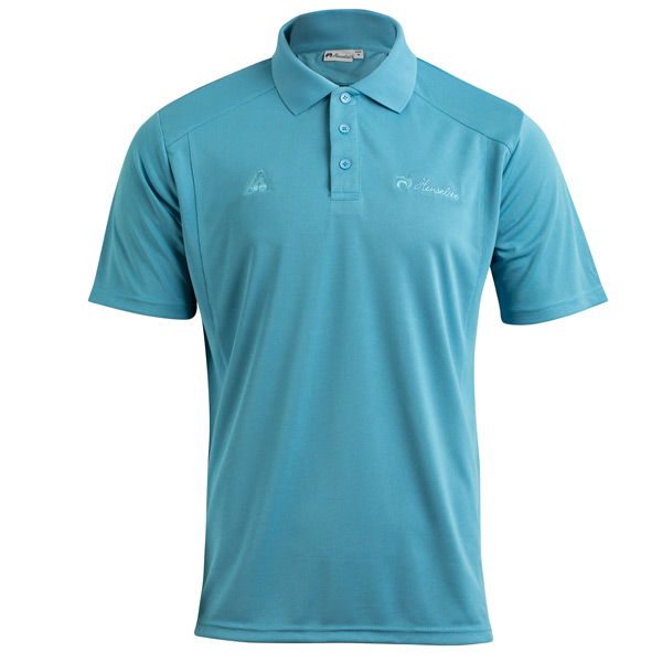 Henselite Mens Charcoal Bamboo Polo Ocean Blue Front