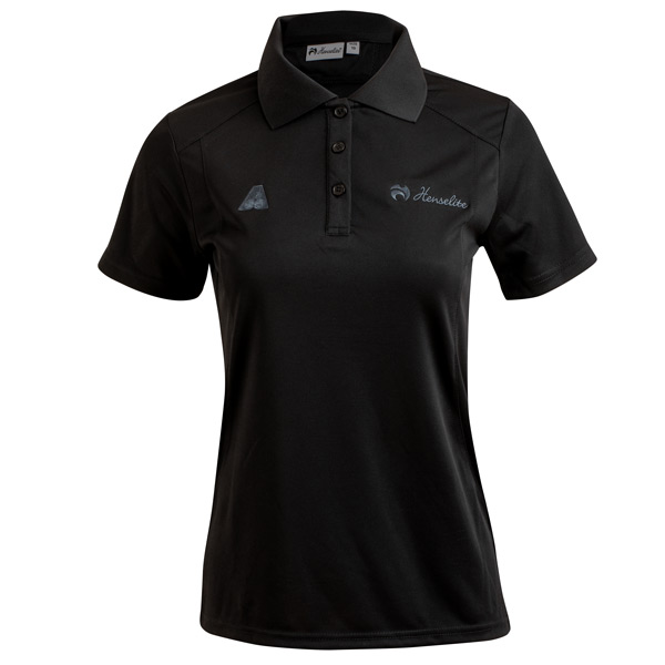 Henselite Womens Charcoal Bamboo Polo Black Front