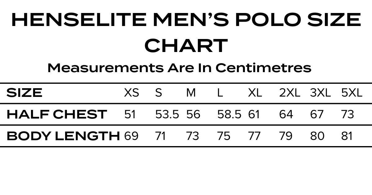 Spectrum & Velocity Men's Polo Size Chart