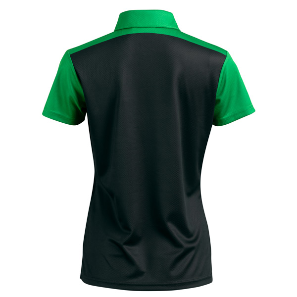 Velocity Womens Polo Black Green White Back VelocityWomensPolo_Black.Green