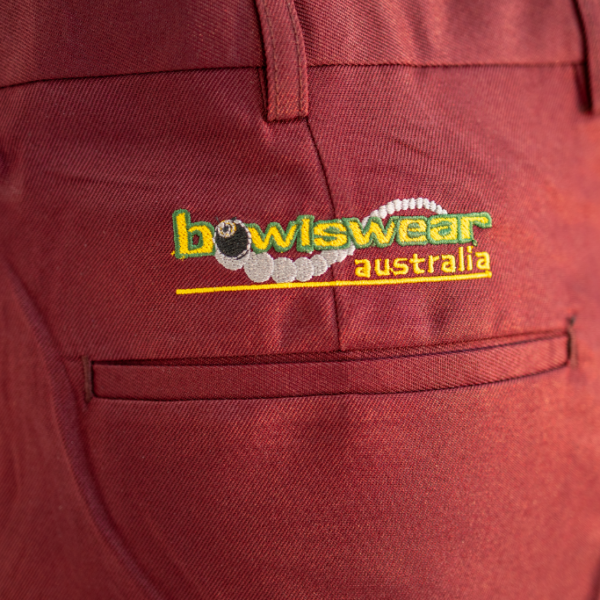 Active Bowls Bowlswear Tailored Bowls Trouser Burgundy Bowls Wear Logo Active Bowls Bowlswear Tailored Bowls Trouser Burgundy Bowls Wear Logo