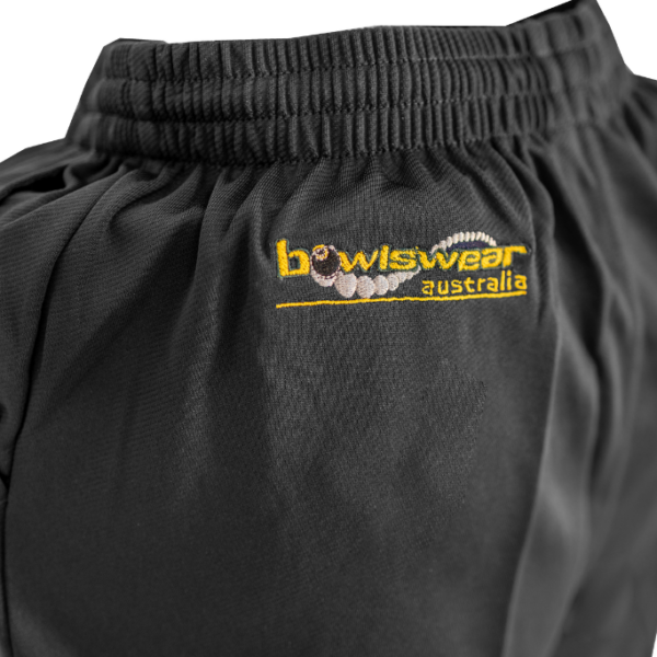 Active Bowls Bowlswear Drawstring Shorts Black Bowlswear Australia Logo