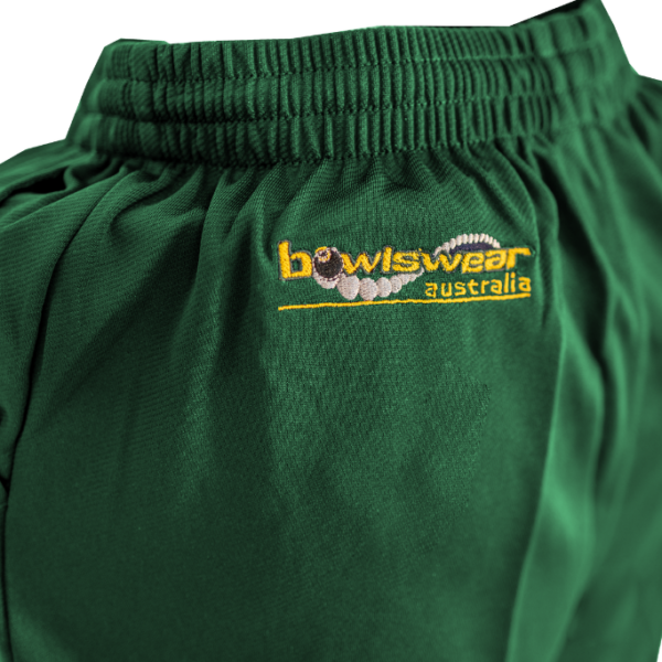 Active Bowls Bowlswear Drawstring Shorts Bottle Green Bowlswear Australia Logo