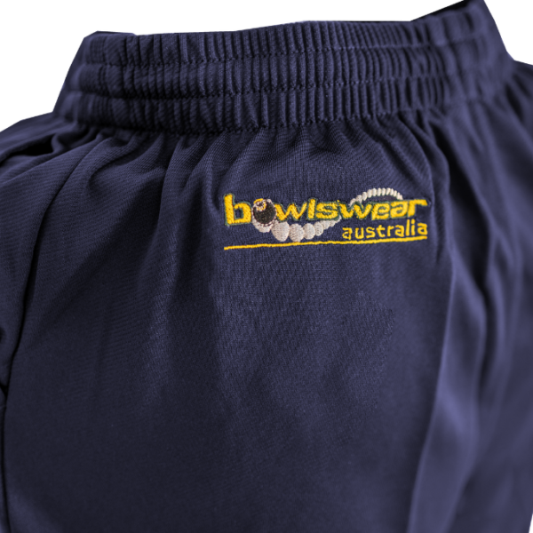 Active Bowls Bowlswear Drawstring Shorts Navy Bowlswear Australia Logo