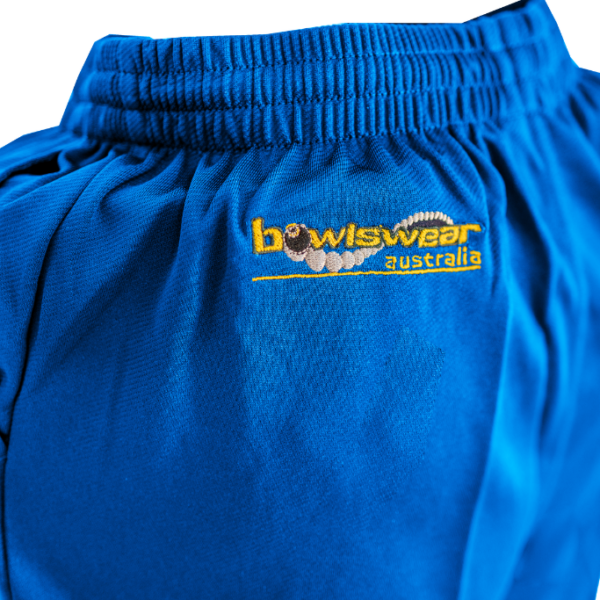 Active Bowls Bowlswear Drawstring Shorts Royal Blue Bowlswear Australia Logo