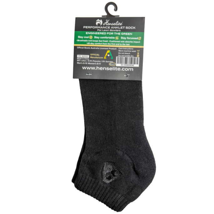 Henselite Performance Anklet Sock Black Rear