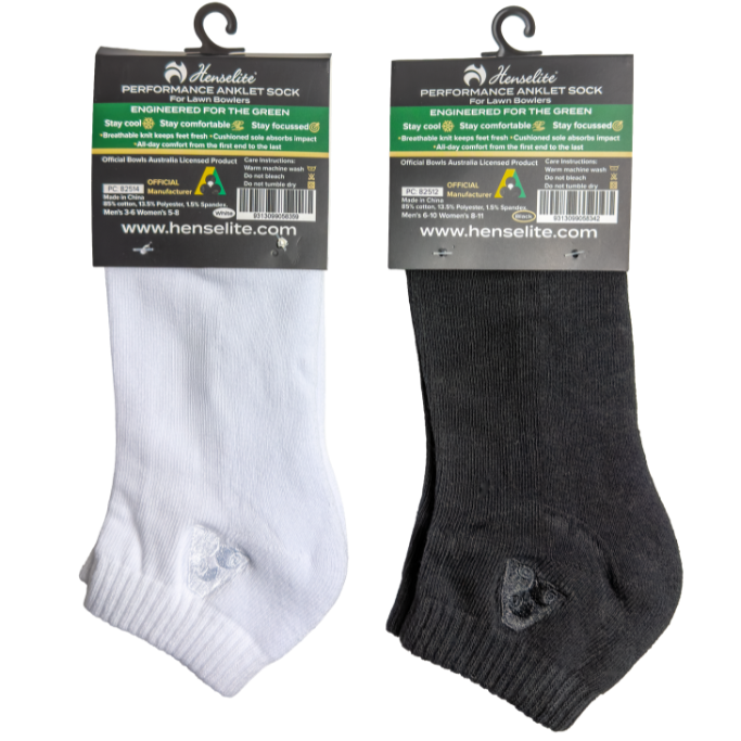 Henselite Performance Anklet Sock Overview Rear Black & White