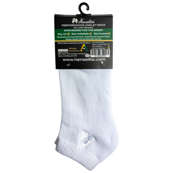 Henselite Performance Anklet Sock White Rear