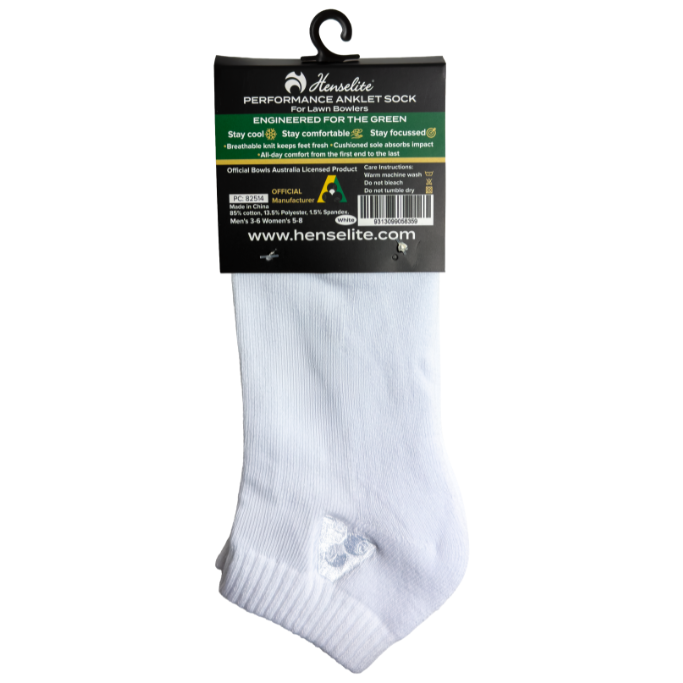 Henselite Performance Anklet Sock White Rear
