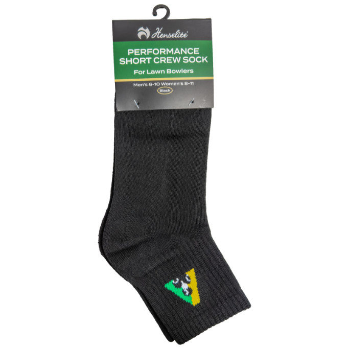 Henselite Short Crew Sock Black Front